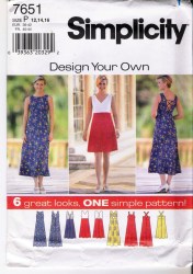 7651 DESIGN YR SLVLSS/ STRAPLESS FLARE DRESS PATTERN 18-22